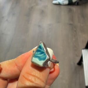 Beach Pottery Sea Glass Ring On Sterling Silver